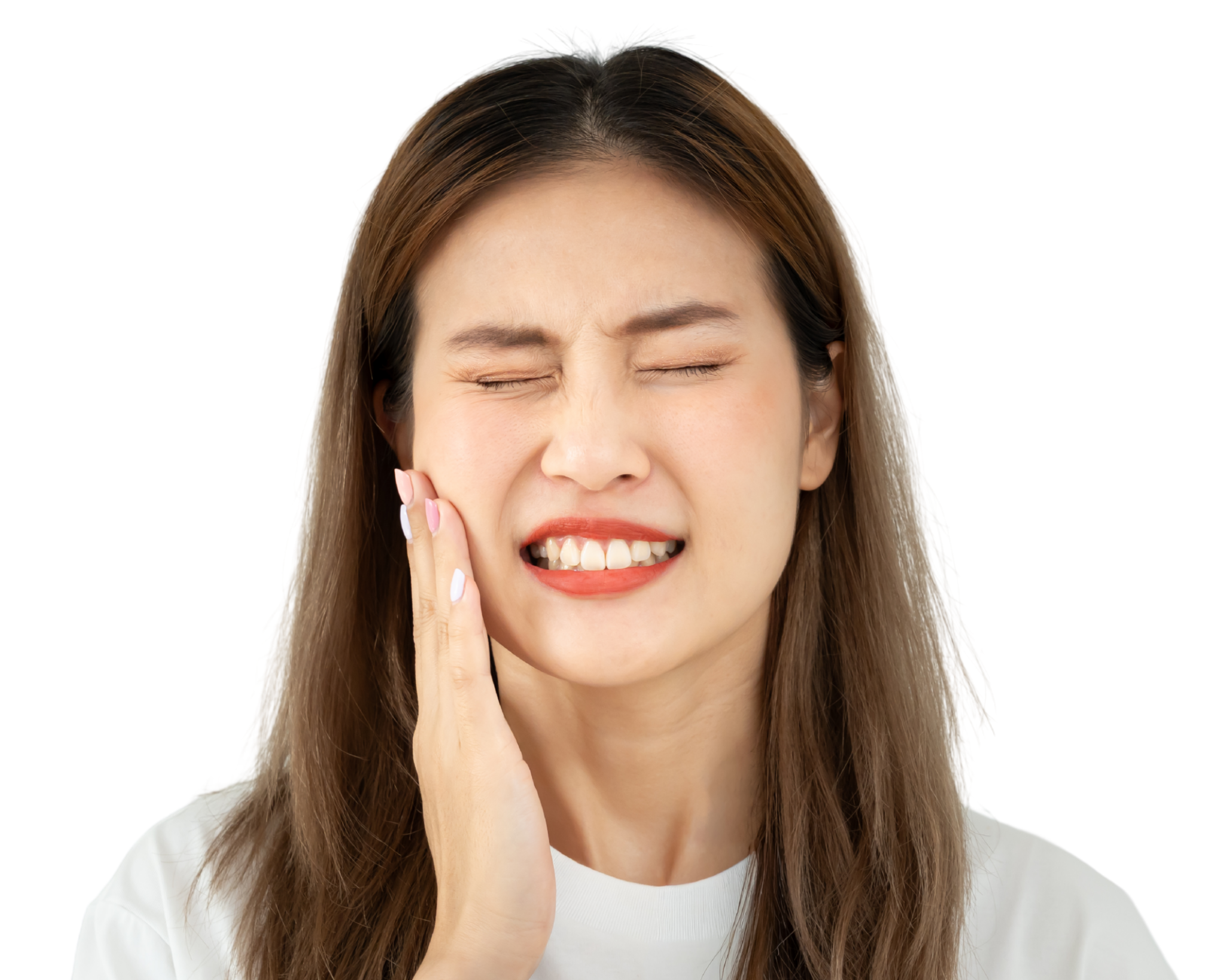 person with tooth sensitivity pain