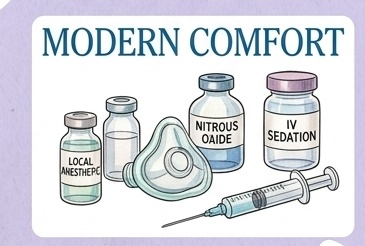image showing various methods to make patients comfortable for pain free wisdom teeth extraction